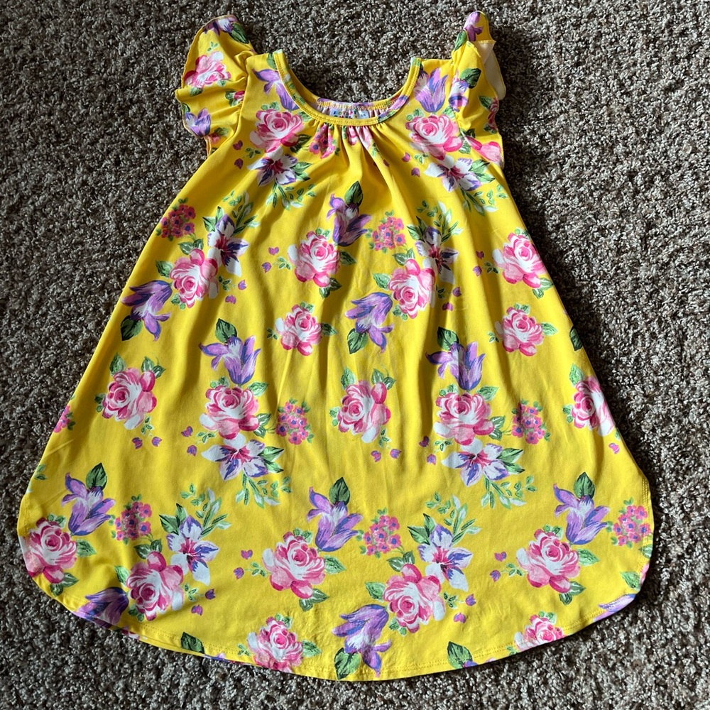 VGUC Dot Dot Smile yellow floral swing dress size 5/6